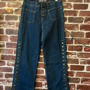 J&L Dark Wash Flare Jeans with Side Buttons